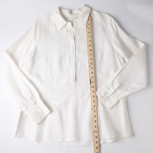 La Redoute Essentials Womens 16 100% Linen Popover Shirt Resort Costal Lagenlook - Picture 4 of 13